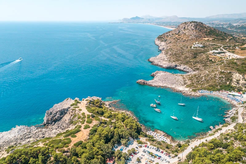 Anthony Quinn Bay and rocky coastline in Rhodes
